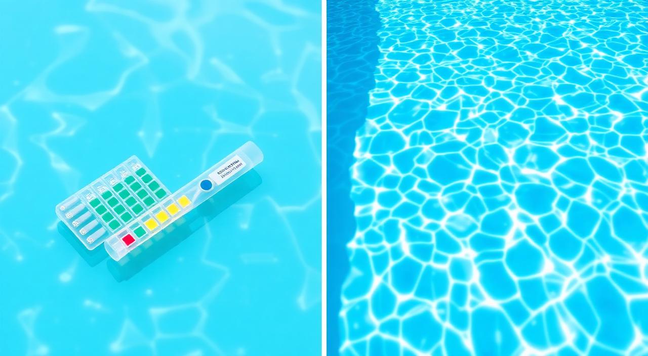 Pool cleaner balancing chemicals on a pool deck